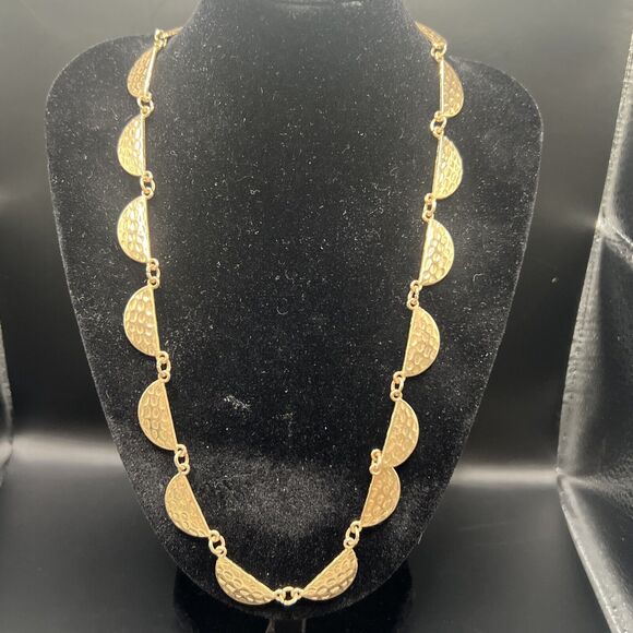 Necklace Womens Gold Semi Circle Lobster Clasp Lightweight Boho Necklet - Picture 7 of 9